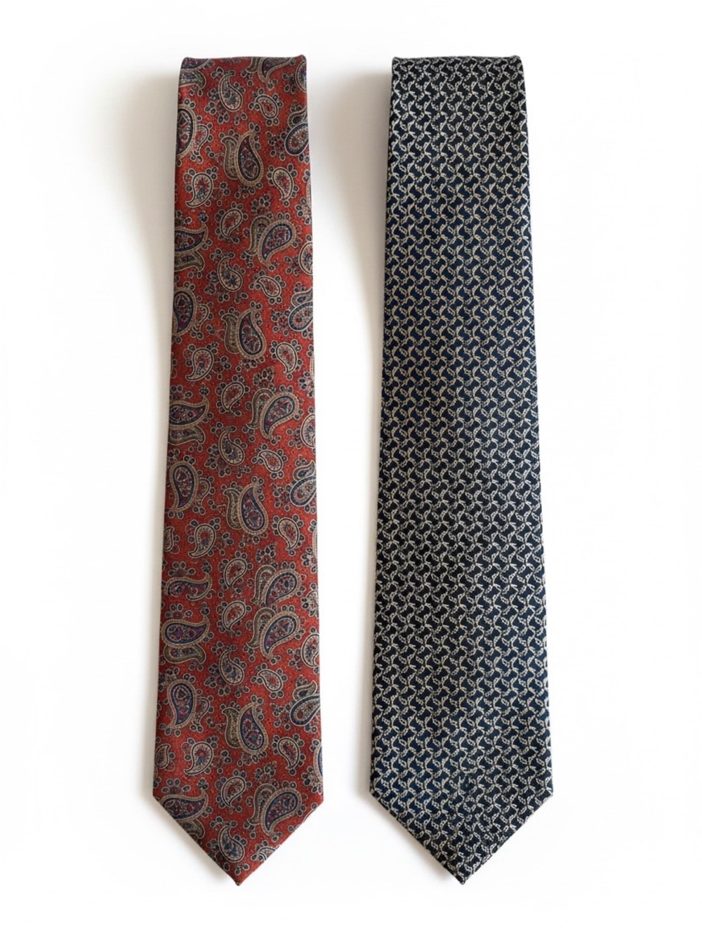 Brooks Brothers Silk Tie Set Paisley Geometric Navy Red Classic Preppy O/S